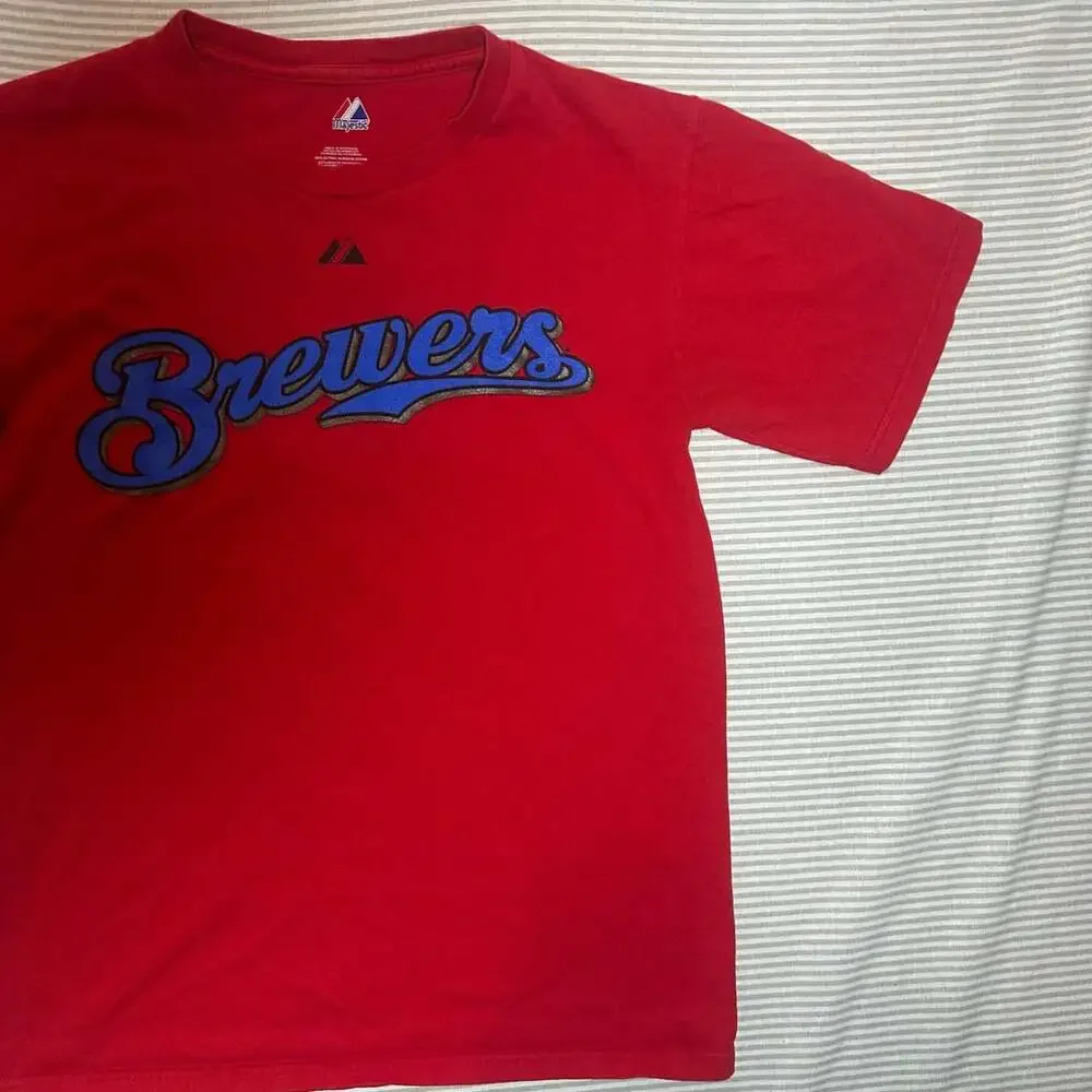 Majestic Milwaukee Brewers Polish #2 Red T-Shirt